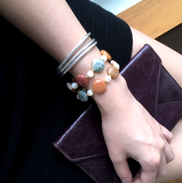 :::*CaWaiiDaisy*::: * Gobi agate pearl disc bracelet - Bracelets - Gemstone